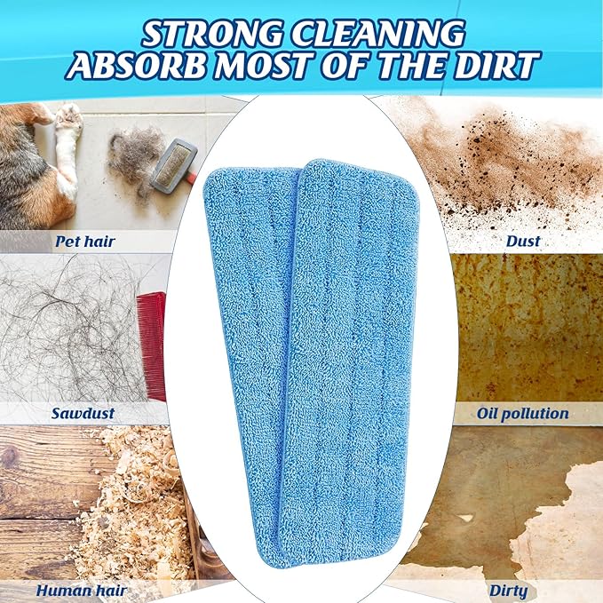 36 Pcs Microfiber Mop Pads Machine Washable Cleaning Flat Mop Head Replacement Reusable Household Pads for Hardwood and Hard Surface Floor Cleaning and Scrubbing