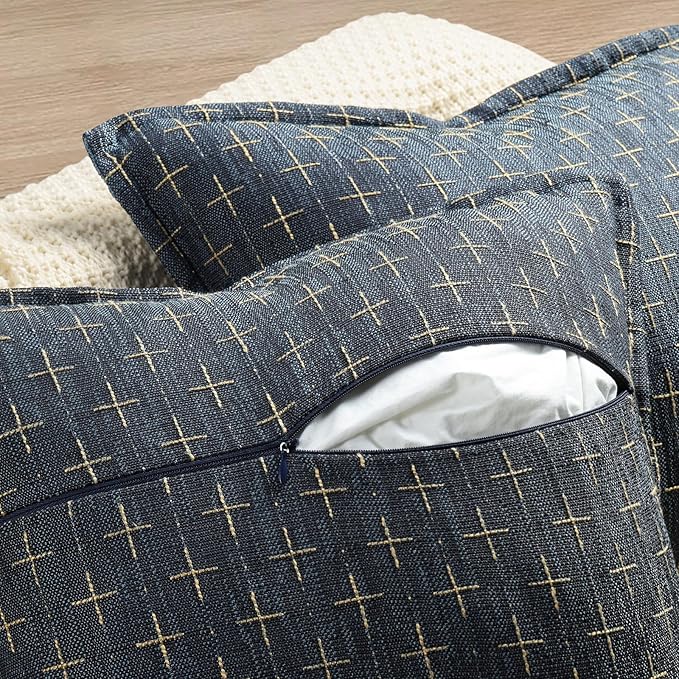 ZWJD Pillow Covers 20x20 Set of 2 Soft Polyester Textured Pillow Covers with Stylish Flange Edge Cozy Farmhouse Throw Pillows for Couch Bed Sofa Living Room