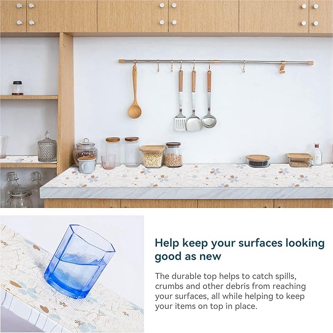 Cabinet Liners 5Rolls 18 x 96 Inch Wide Non Adhesive Kitchen Drawer Liner, Waterproof Shelf Liner Durable Anti-Slip for Kitchen Cabinets Shelf Liner Oil-Proof
