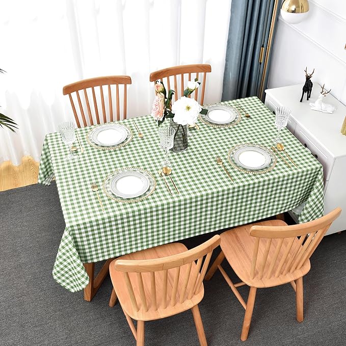 Waterproof Plaid Tablecloth Fabric - Oblong 52x70 Inch Classic Buffalo Tartan Table Cloth for Indoor/Outdoor Use - Washable Tabletop Cover for Dinner, BBQs, and Parties