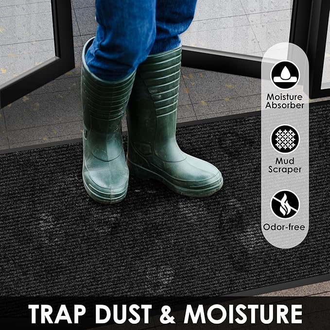 2′ x 65′ Front Door Mat Indoor Outdoor Entrance, Commercial Floor Mat Heavy Duty Dirt Trapper Entryway Doormat, Custom Size Non Slip Rubber Backing Welcome mat, Door Mat for High Traffic Area