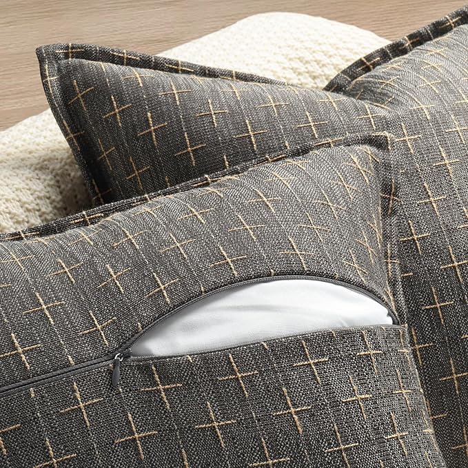 ZWJD Pillow Covers 18x18 Set of 2 Soft Polyester Textured Pillow Covers with Stylish Flange Edge Cozy Farmhouse Throw Pillows for Couch Bed Sofa Living Room