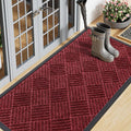 Smiry Front Door Mat Outside Entrance, Heavy Duty Outdoor Indoor Mat, Natural Rubber Doormat, Non Slip, Trap Dirt and Moisture, Easy Clean, Low Profile Patio Porch Entryway Mat, 47x23, Wine Red