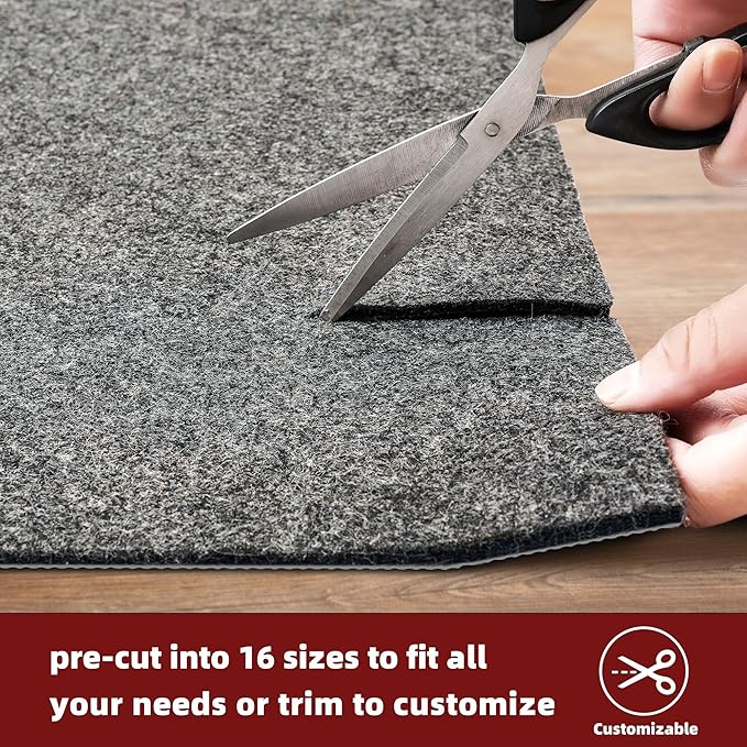 BAGAIL Felt and Natural Rubber Backing Rug Pads 1/8” Thick, 2 x 6 Ft Non Slip Rug Gripper Keep Rugs in Place, Under Area Rug Protective Cushioned Pads, Carpet Runners, Hardwood Floors Protection