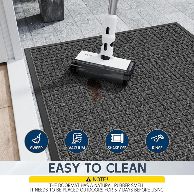 Indoor Outdoor Front Door Mats, 48" x 24" Rubber Backing Non Slip Durable Welcome Floor Mats for Patio, Garage Entrance, Stain and Fade Resistant Commercial Doormats for High Traffic