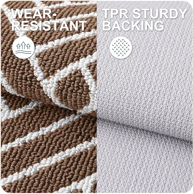 OLANLY Indoor Door Mat, 48x32 Inch, Dirt Resistant and Absorbent, Non-Slip Rubber Backing Floor Mats, Easy Clean Low-Profile Doormat for Entryway, Front Door, and Inside Entrance, Coffee