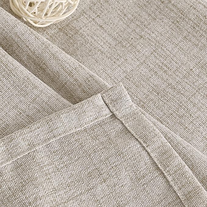 YoungsTex Short Linen Curtains 45 Inch Length for Cafe Window, Natural Light Filtering Drapes with Rod Pocket Back Tab Semi Sheer for Kitchen Window, 2 Panels, 42 X 45 Inch