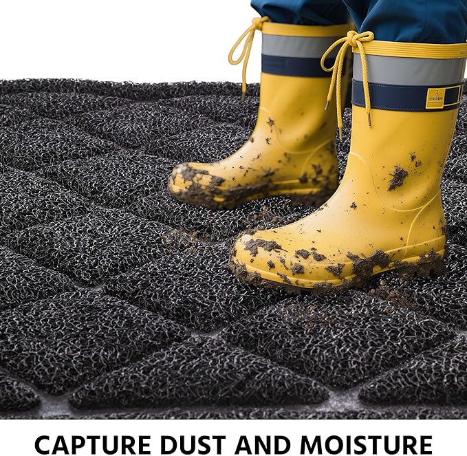 Front Door Mat Outside Entrance, 24" x 60" Heavy Duty All-Season All-Weather Waterproof Doormat Trap Dirt and Moisture Easy Clean Low Profile Patio Porch Entryway Mat