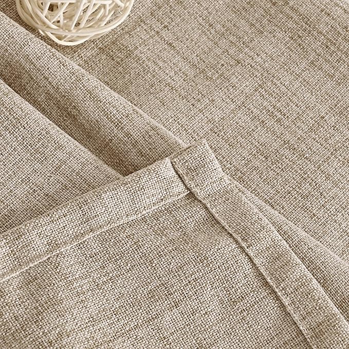 YoungsTex Oatmeal Linen Curtains 36 Inch Length for Short Kitchen Window, Textured Small Drapes Light Filtering for Cafe Bedroom Bathroom Back Tab, 2 Panels, 40 X 36 Inch