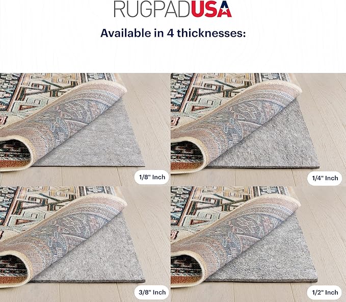 RUGPADUSA - Dual Surface - 2'6" x 8' - 3/8" Thick - Felt + Rubber - Enhanced Non-Slip Rug Pad - Adds Comfort and Protection - for Hard Surface Floors