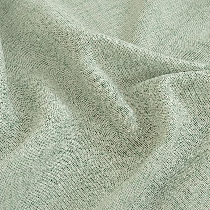 YoungsTex Sage Green Curtains 54 Inch Length for Kitchen, Light Filtering Semi Sheer Linen Window Drapes Rod Pocket Back Tab for Short Living Room Cafe, 2 Panels, 42 X 54 Inch