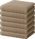 Homaxy 100% Cotton Waffle Weave Kitchen Dish Towels, Ultra Soft Absorbent Quick Drying Cleaning Towel, 13 x 28 Inches, 6-Pack, Tan