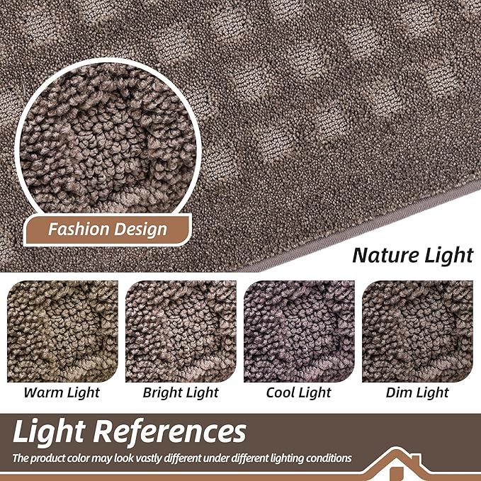 BEQHAUSE Waffle Door Mats Indoor 20"x32", Dog Mat for Muddy Paws Absorbent and Dirt Resist Floor Mats Non-Slip Washable Rugs for Entryway, Welcome Mat for Front Back Door, Muddy Wet Shoes, Brown