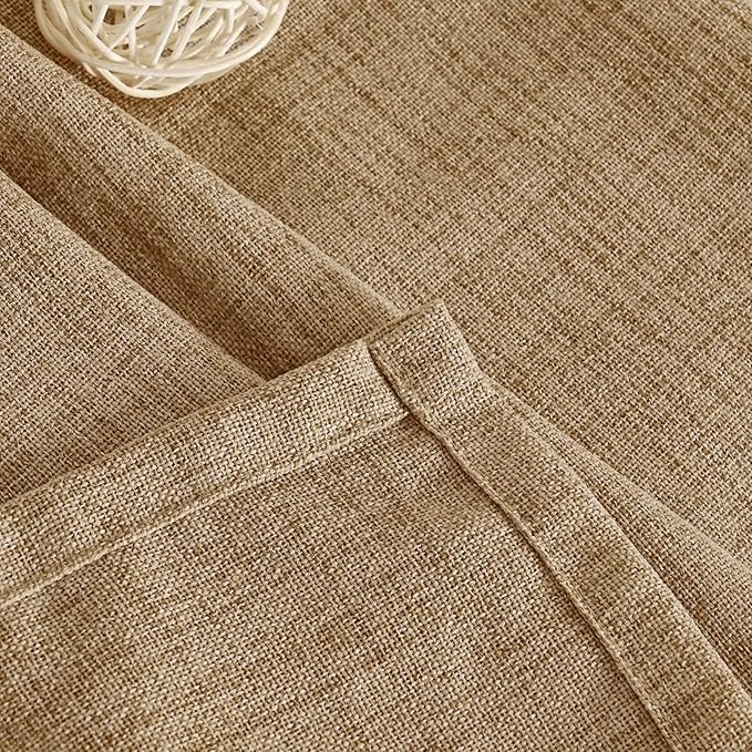 YoungsTex Toffee Linen Curtains 72 Inch Length for Living Room, Burlap Semi Sheer Drapes Light Filtering Tan Window Treatments for Farmhouse Bedroom Rod Pocket Back Tab, 42 X 72 Inch, 2 Panels