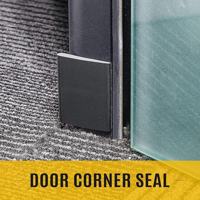 Zonon 32 Pieces Door Corner Seal Weatherstripping Exterior Door Frame Seal Draft Stopper Adhesive Corner Pads for Weather Stripping and Draft Protection (Black)