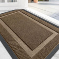 OLANLY Front Door Mat Indoor Outdoor Entrance, Waterproof All-Season, All-Weather Doormat, Sturdy Natural Rubber, Fade Resistant, Low Profile, Easy Clean Patio Porch Entryway Mat, 47x32, Brown