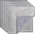2 in 1 Stainless Steel Scrubber & Microfiber Cleaning Cloth, 5 Pack Towel & Steel Scrub Cloth for Pans, Dishes, Countertops, Reusable Non-Scratch Cleaning Pad for Kitchen Sink