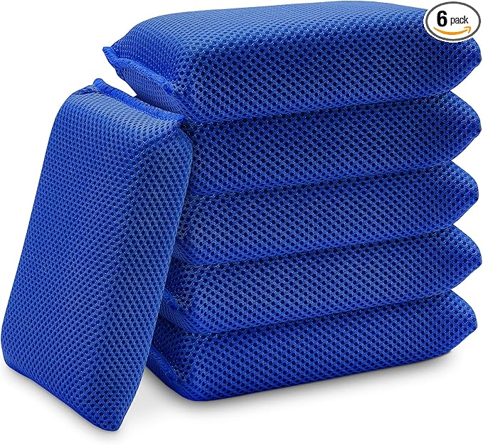 Bug Remover Car Wash Sponge (6 Pack) Bug and Tar Remover for Cars Exterior - Ultra Soft Mesh Car Wash Sponges Non Scratch