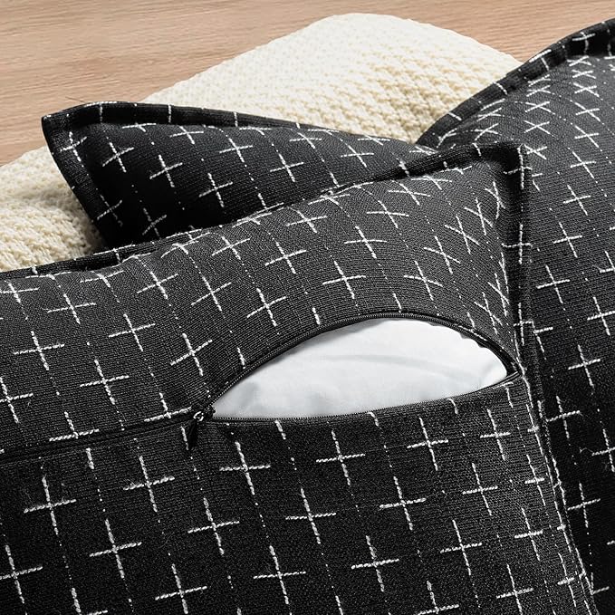 ZWJD Pillow Covers 24x24 Set of 2 Soft Polyester Textured Pillow Covers with Stylish Flange Edge Cozy Farmhouse Throw Pillows for Couch Bed Sofa Living Room