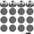 4 Pcs Steel Wool Scrubber with Handle Heavy Duty Metal Pot Scrubber Brush 16 Pcs Stainless Wool for Cleaning Dishes Pans Steel Scouring Pad for Kitchen Cast Iron Sink Griddles Grills