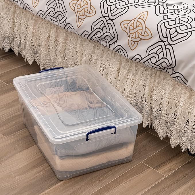 Superio Storage Bins with Lids, Clear Plastic Containers for Organizing, Stackable Totes, BPA Free, Odor Free, Organizer Boxes for Home, and Dorm (2 Pack, 60 Quart)