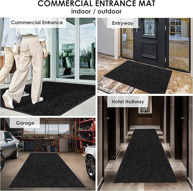 3′ x 18′ Front Door Mat Indoor Outdoor Entrance, Commercial Floor Mat Heavy Duty Dirt Trapper Entryway Doormat, Custom Size Non Slip Rubber Backing Welcome mat, Door Mat for High Traffic Area
