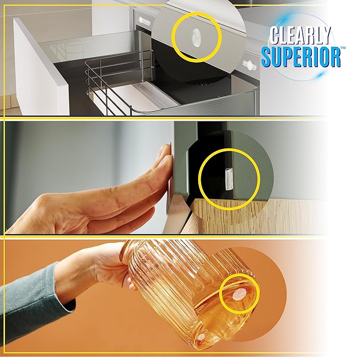 Multi-Use Bumper Guards - Med 8 Pack Rectangle 2" x 1" x .2" - Protects & Quiets Contact from Furniture, Doors, Dressers, & Appliances - Reusable & Easy to Apply Polymer Gel Bumper