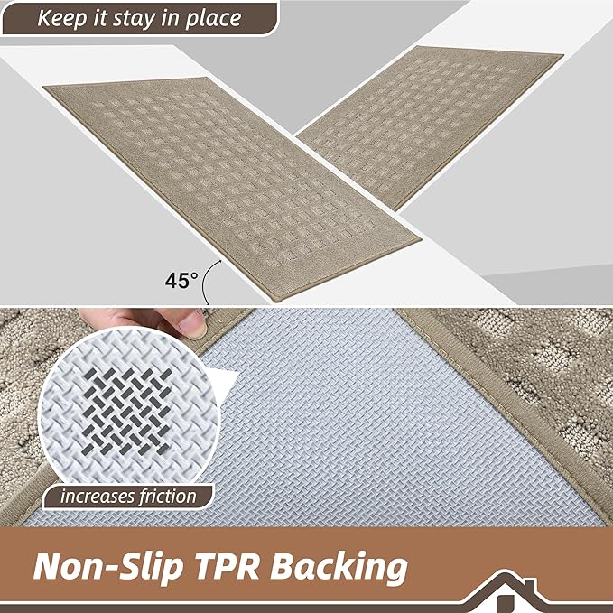 BEQHAUSE Waffle Door Mats Indoor 24"x36", Dog Mat for Muddy Paws Absorbent and Dirt Resist Floor Mats Non-Slip Washable Rugs for Entryway, Welcome Mat for Front Back Door, Muddy Wet Shoes, Beige
