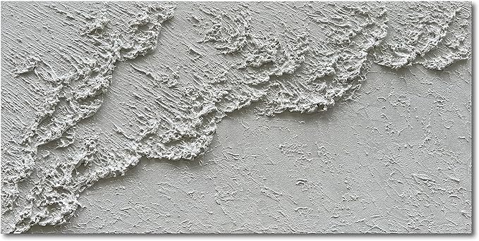 NANKAI Hand Painted White Minimalist Art Painting Ocean Waves Abstract Canvas Oil Painting Home Wall Decoration Art 24x48 Inchs
